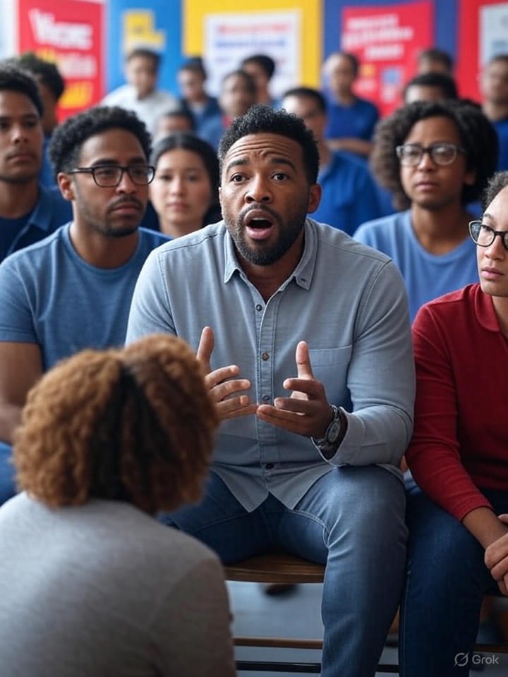 Group discussion shaping public opinion in society